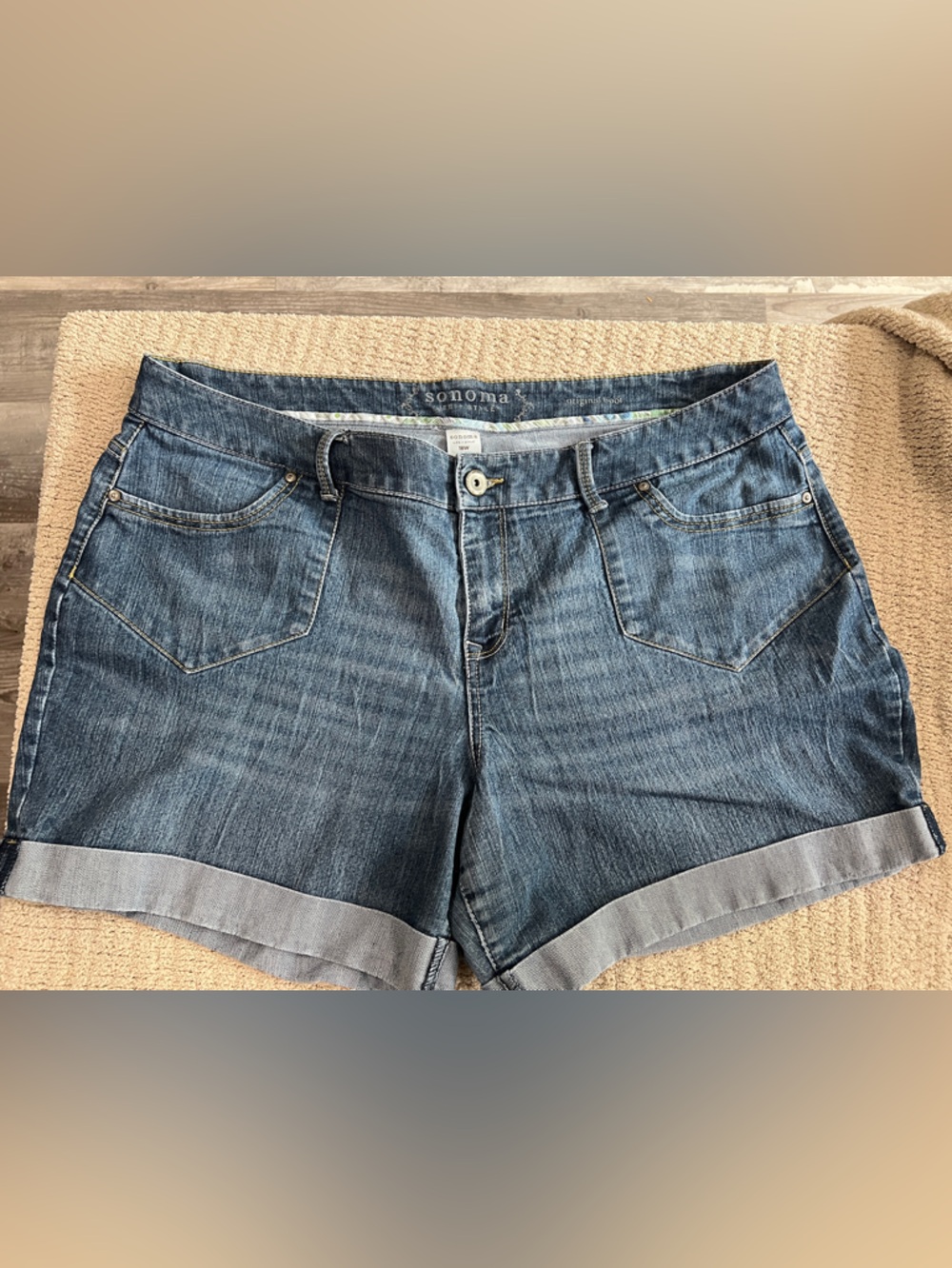 Sonoma Medium Blue Rolled Hem Denim Shorts